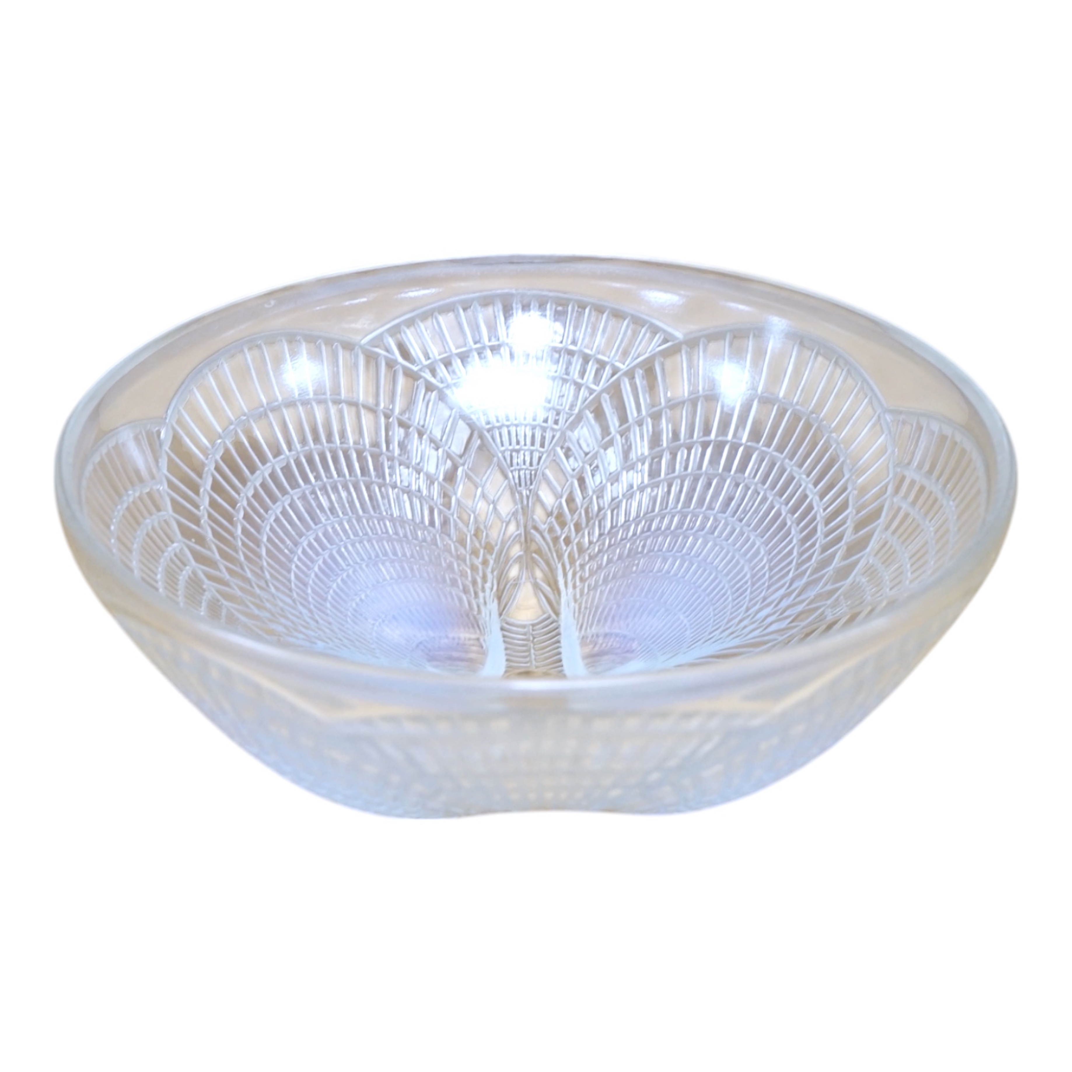 An R. Lalique coquille pattern glass bowl, no.3201, 21cm diameter. Condition - wear to base as expected, otherwise good